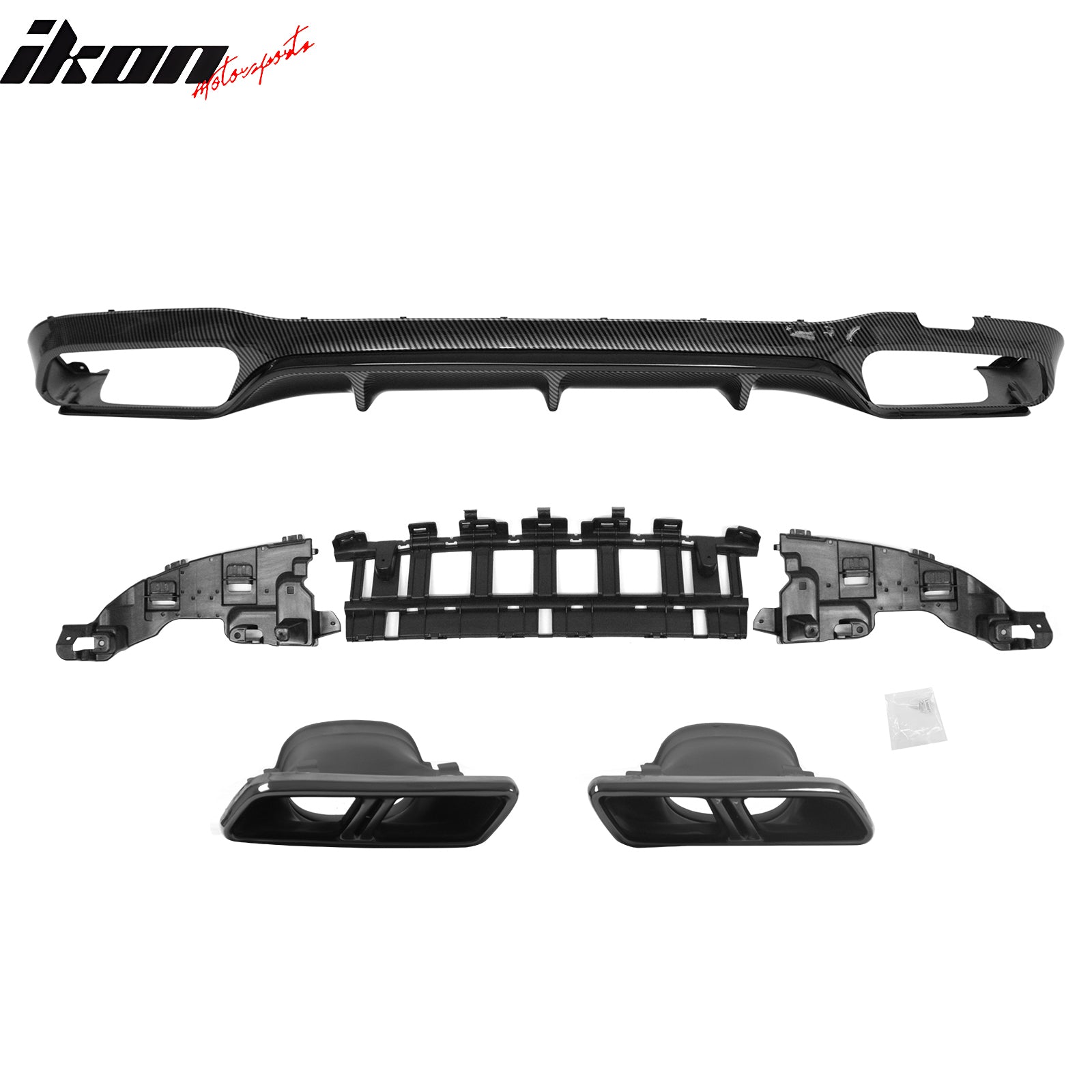 For 17-23 Benz E-Class E300 E400 E63 Carbon Fiber Print Rear Diffuser W/ Exhaust