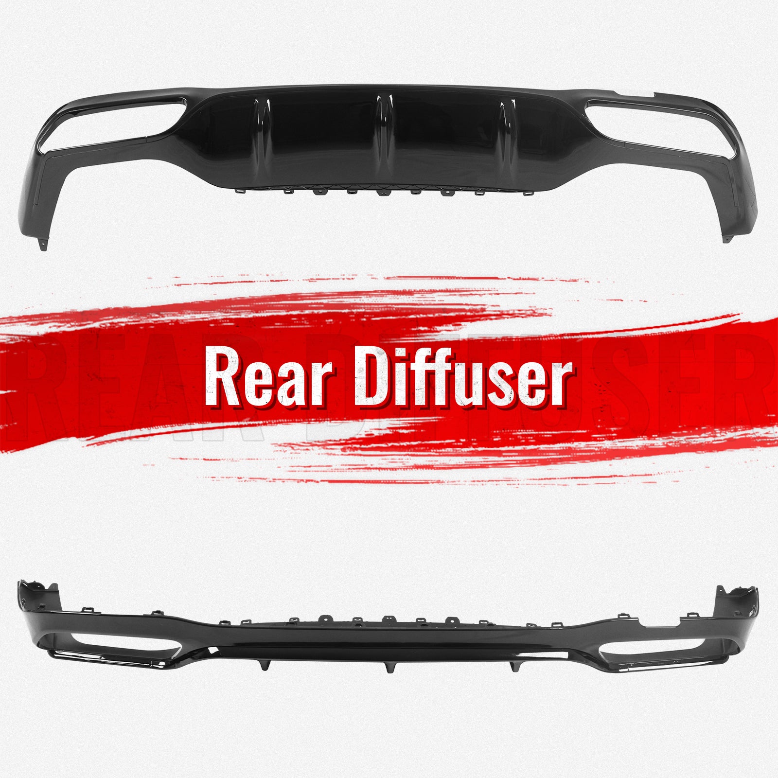 For 17-23 Benz E-Class E300 E400 E53 Style Gloss Black Rear Diffuser Exhaust Tip