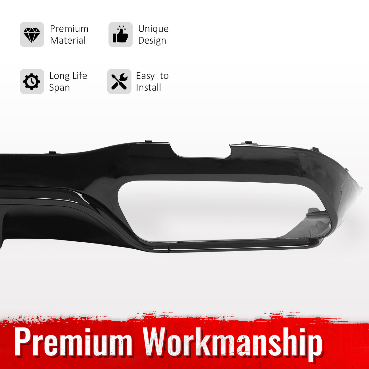 For 17-23 Benz E-Class E300 E400 E53 Style Gloss Black Rear Diffuser Exhaust Tip