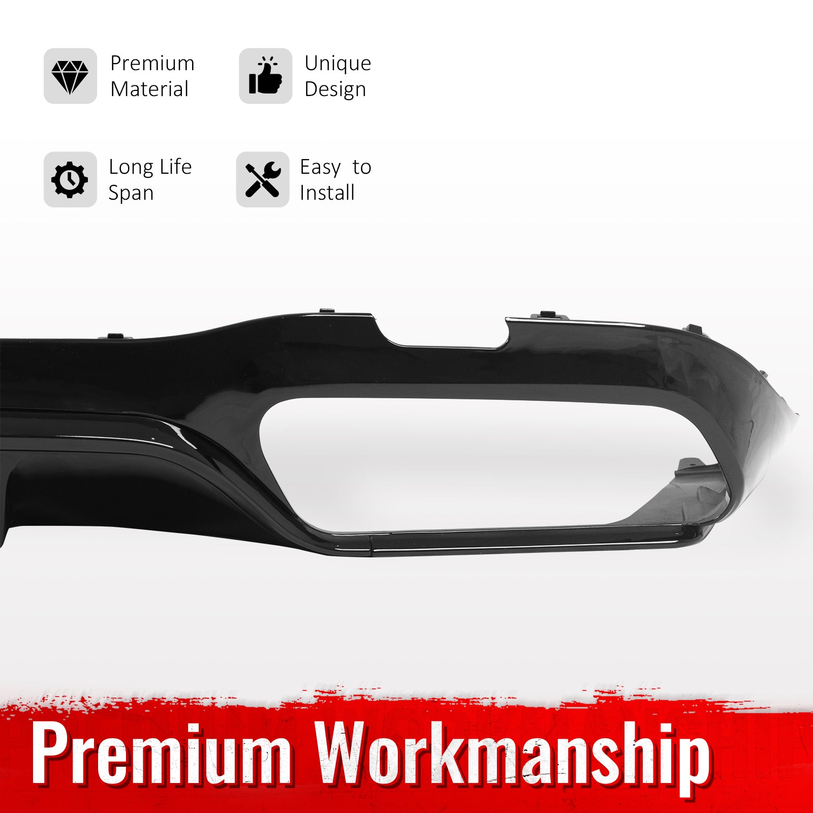 For 17-23 Benz E-Class E300 E400 E53 Style Gloss Black Rear Diffuser Exhaust Tip