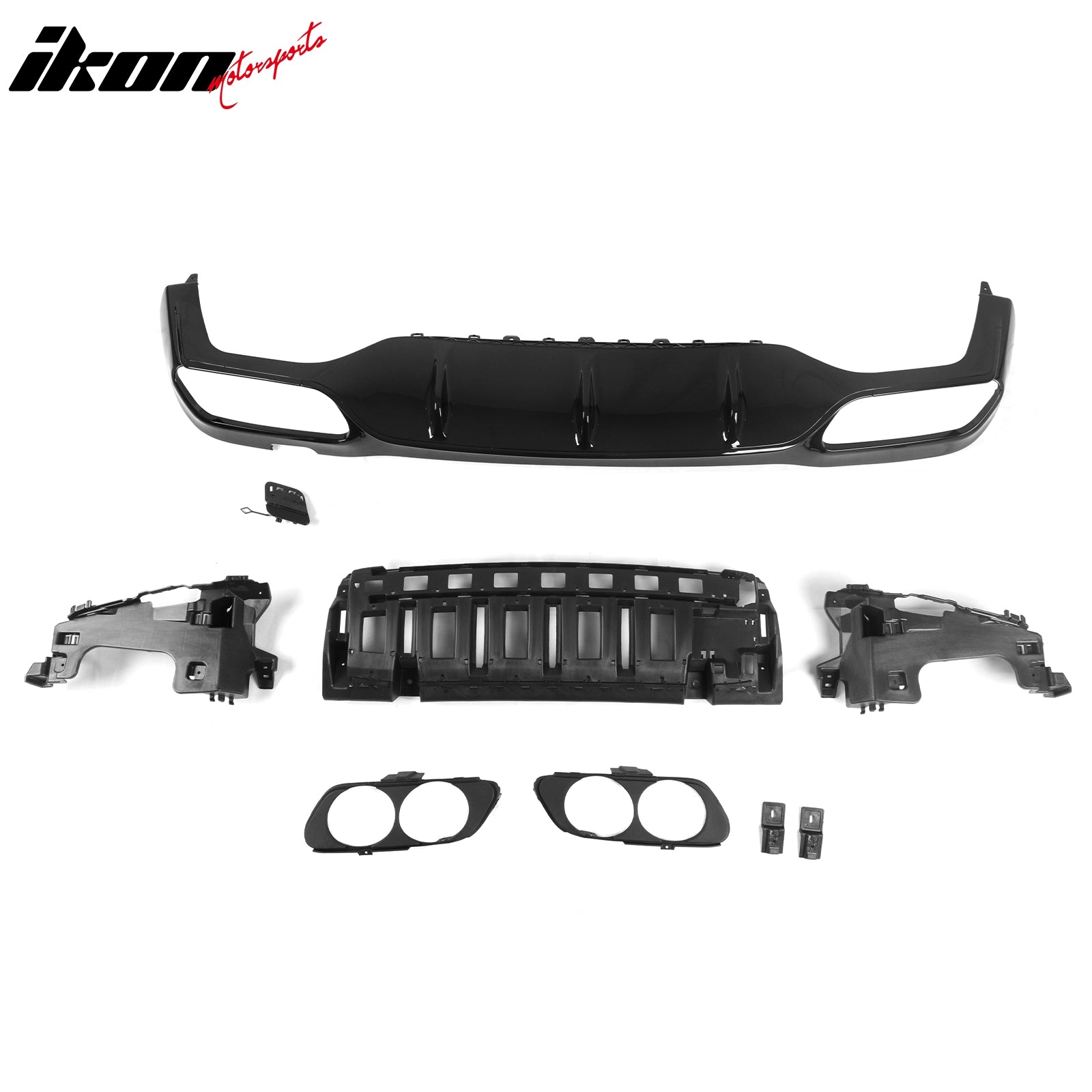 For 17-23 Benz E-Class E300 E400 E53 Style Gloss Black Rear Diffuser Exhaust Tip