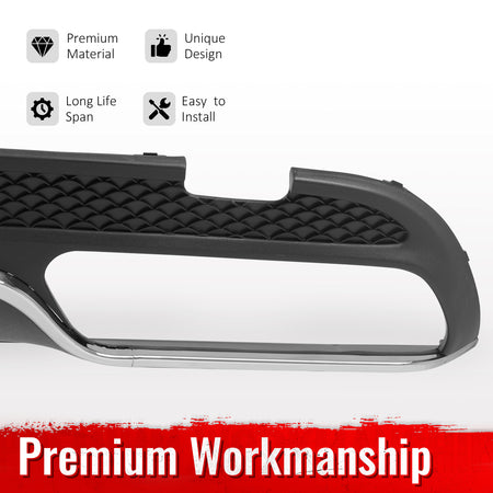 Fits 15-21 Benz C-Class C300 C400 C63 Black Rear Diffuser + Silver Exhaust Tips