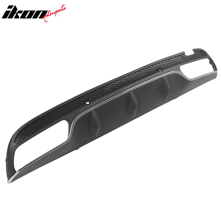 Fits 15-21 Benz C-Class C300 C400 C63 Black Rear Diffuser + Silver Exhaust Tips