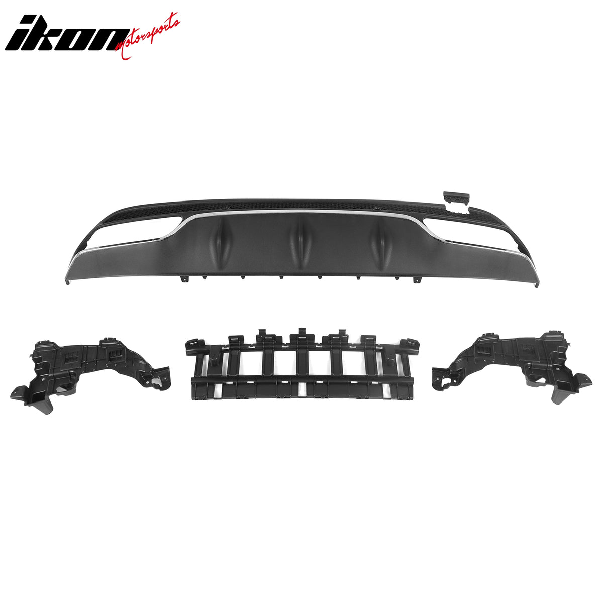 Fits 15-21 Benz C-Class C300 C400 C63 Black Rear Diffuser + Silver Exhaust Tips