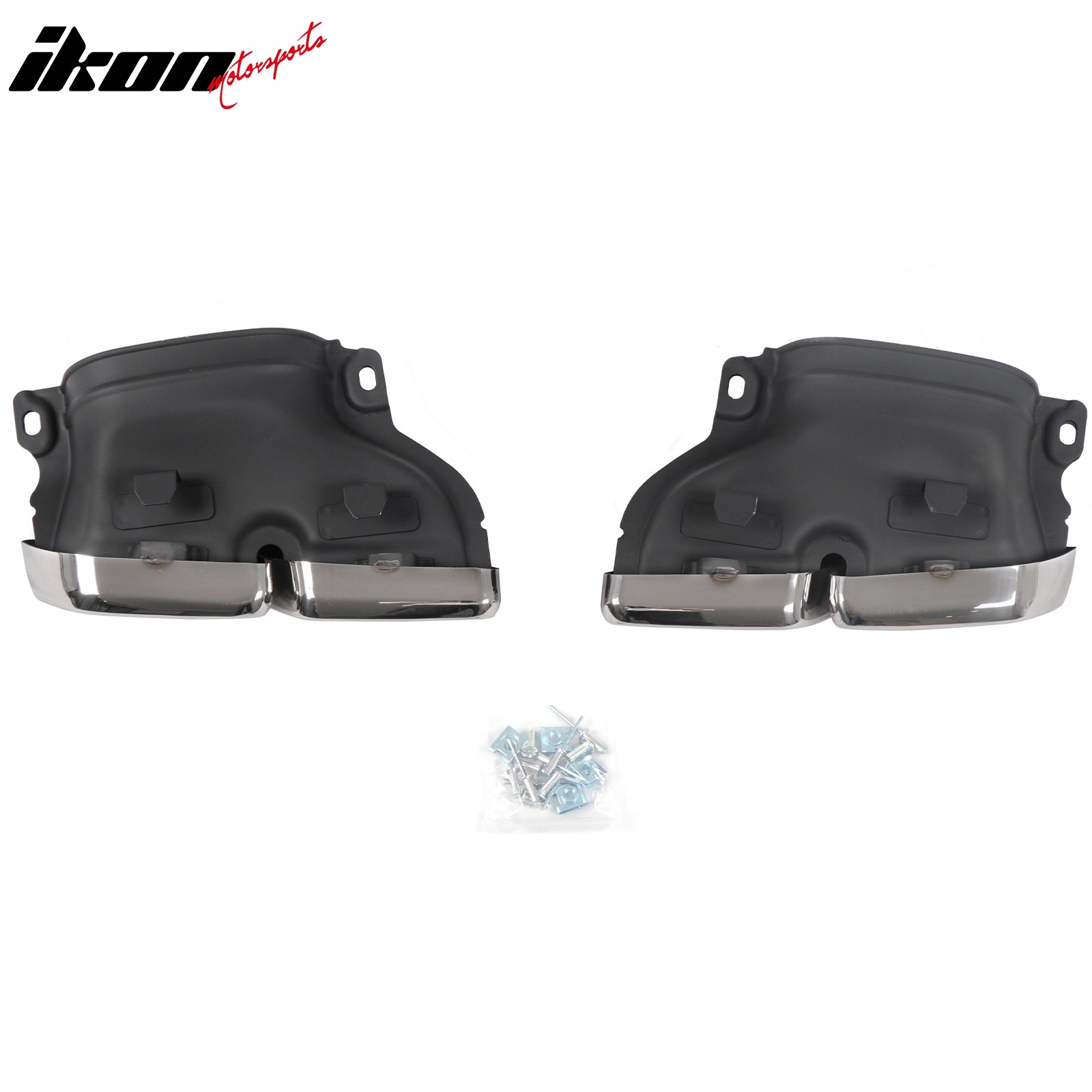Fits 15-21 Benz C-Class C300 C400 C63 Black Rear Diffuser + Silver Exhaust Tips