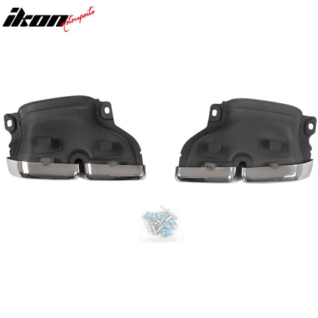 Fits 15-21 Benz C-Class C300 C400 C63 Black Rear Diffuser + Silver Exhaust Tips