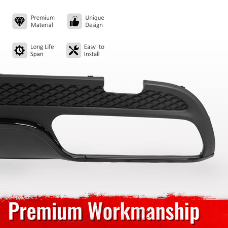 Fits 15-21 Benz C-Class C300 C400 C63 Style Rear Diffuser + Silver Exhaust Tips