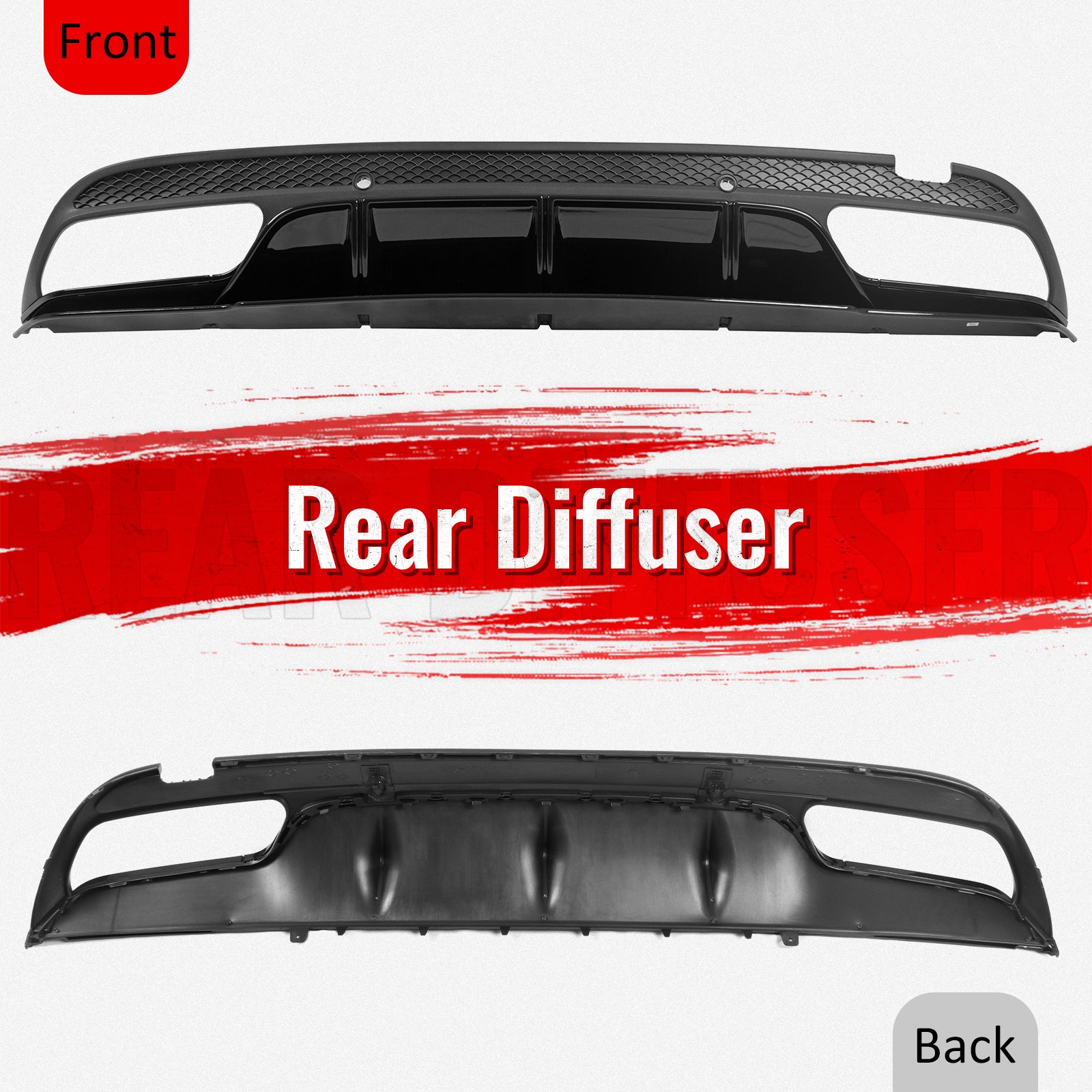 Fits 15-21 Benz C-Class C300 C400 C63 Edition1 Style Rear Diffuser + Exhaust Tip