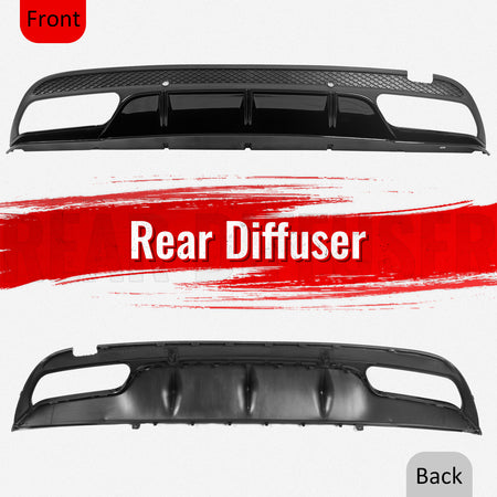 Fits 15-21 Benz C-Class C300 C400 C63 Edition1 Style Rear Diffuser + Exhaust Tip