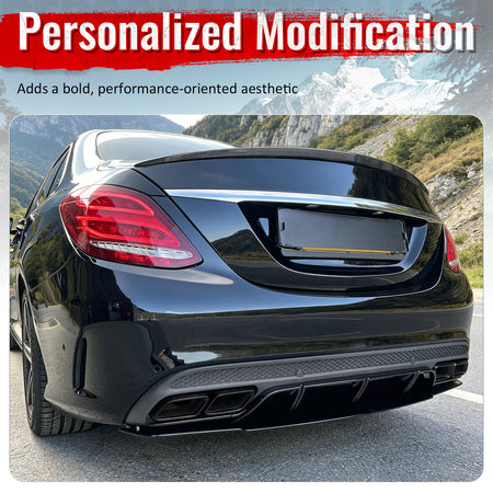 Fits 15-21 Benz C-Class C300 C400 C63 Edition1 Style Rear Diffuser + Exhaust Tip