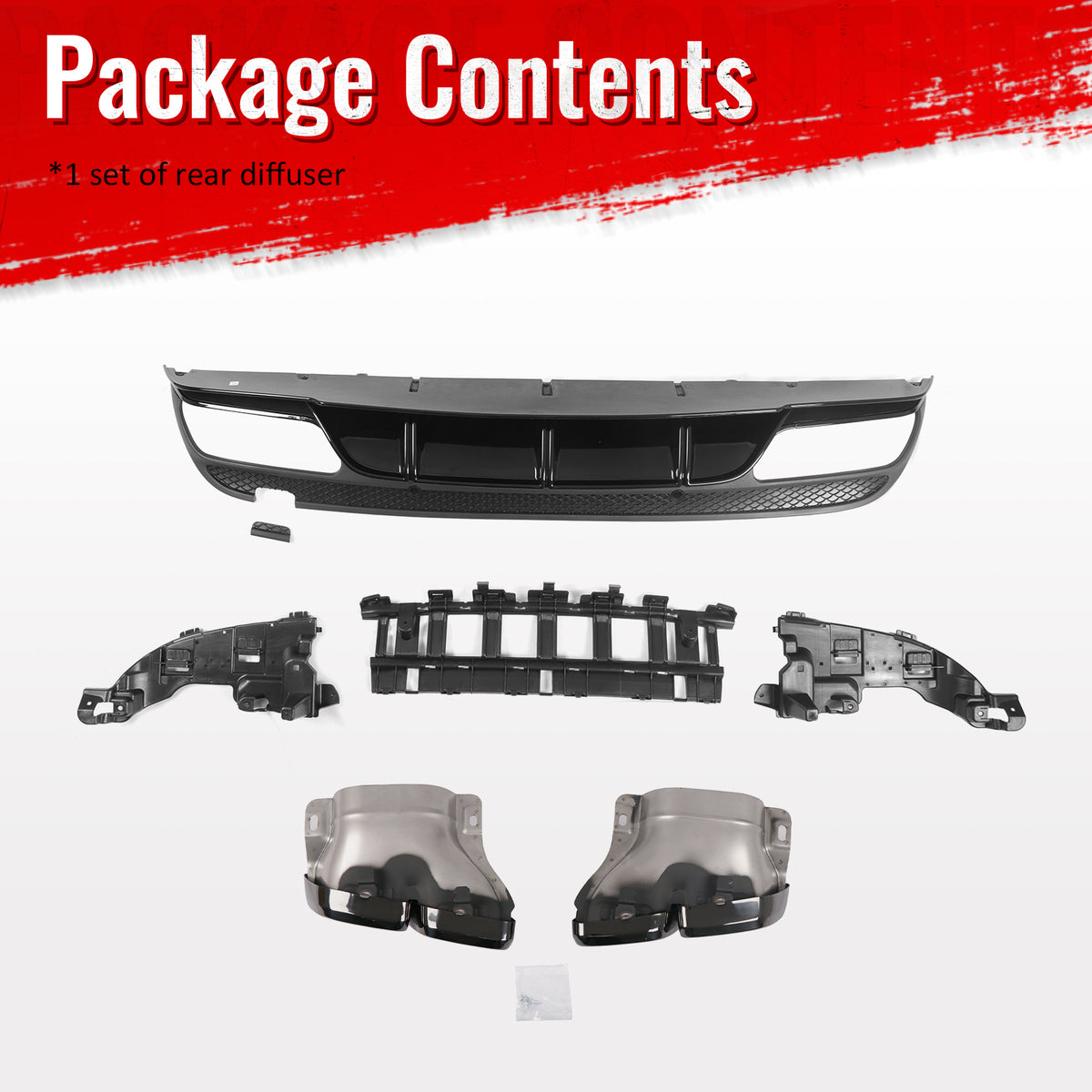 Fits 15-21 Benz C-Class C300 C400 C63 Edition1 Style Rear Diffuser + Exhaust Tip