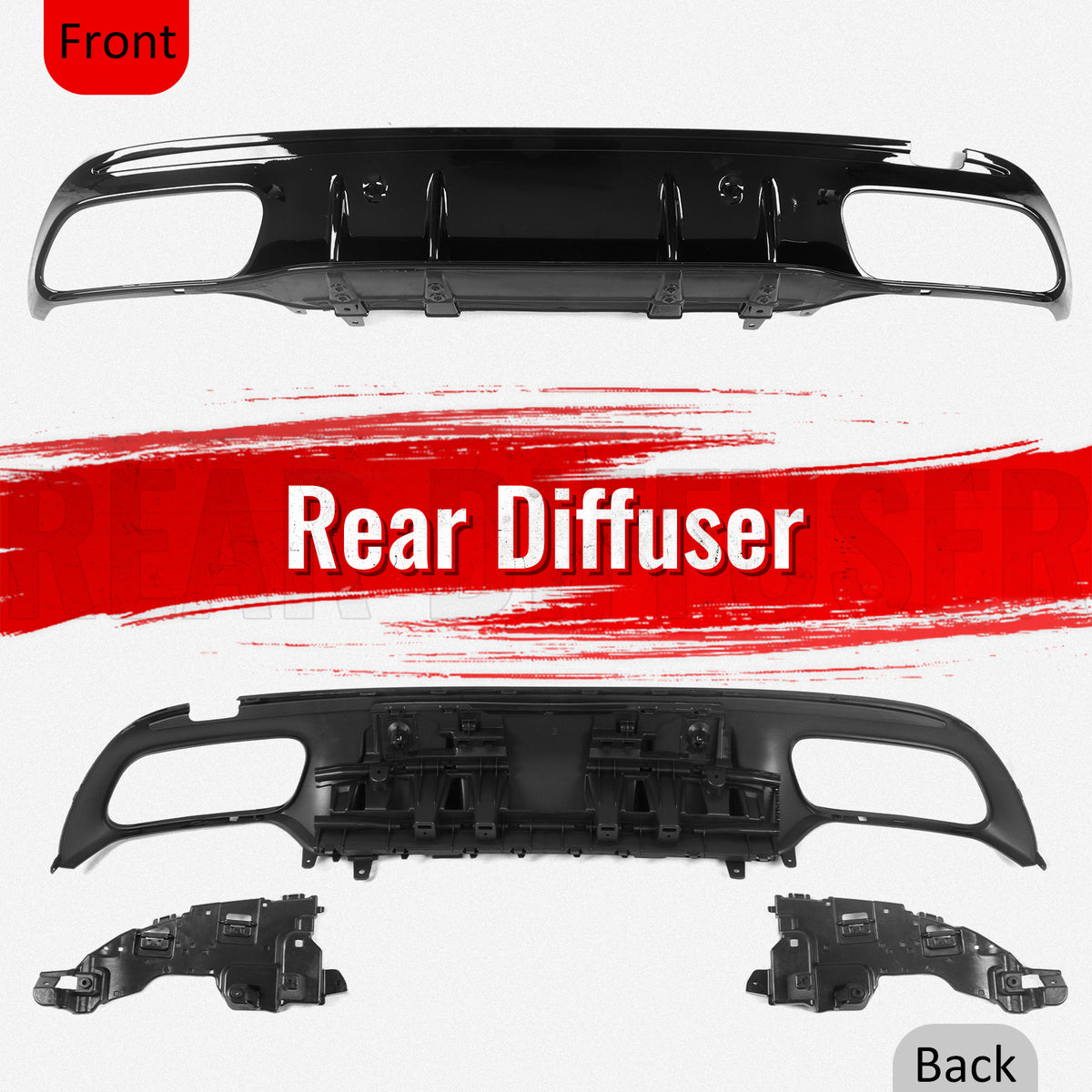 Fits 15-21 Benz C-Class C300 C400 2019 Facelift C63 Rear Diffuser + Exhaust Tip