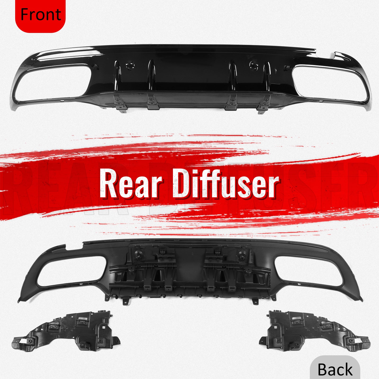 Fits 15-21 Benz C-Class C300 C400 2019 Facelift C63 Rear Diffuser + Exhaust Tip