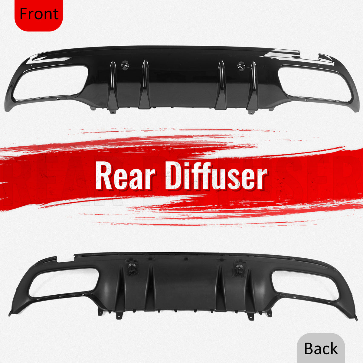Fits 15-21 Benz C-Class C300 C400 2019 Facelift C43 Rear Diffuser + Exhaust Tip