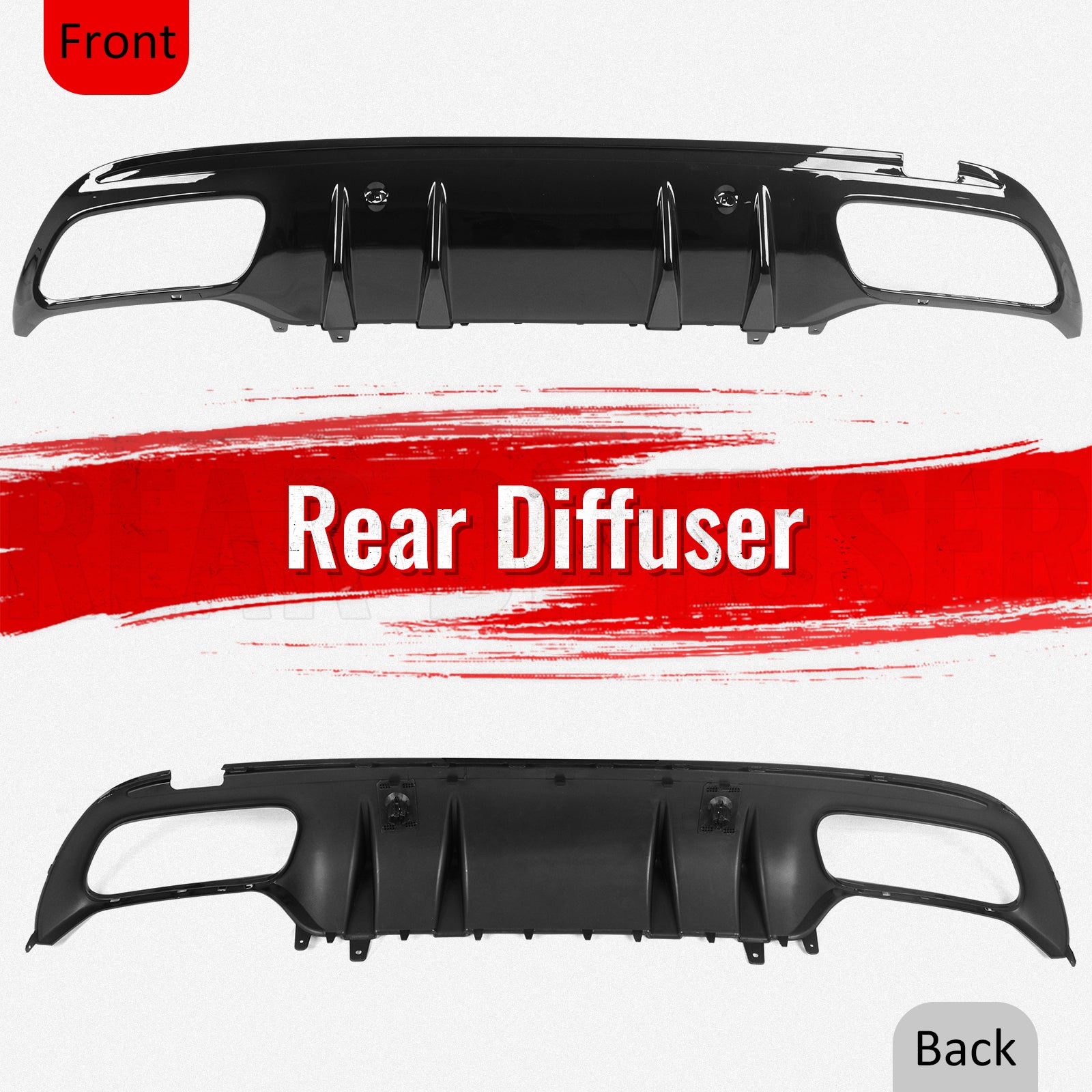 Fits 15-21 Benz C-Class C300 C400 2019 Facelift C43 Rear Diffuser + Exhaust Tip