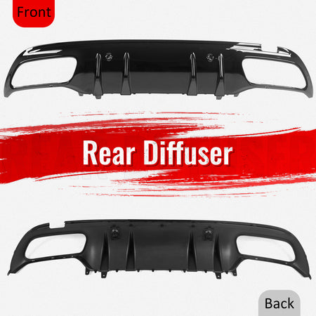 Fits 15-21 Benz C-Class C300 C400 2019 Facelift C43 Rear Diffuser + Exhaust Tip