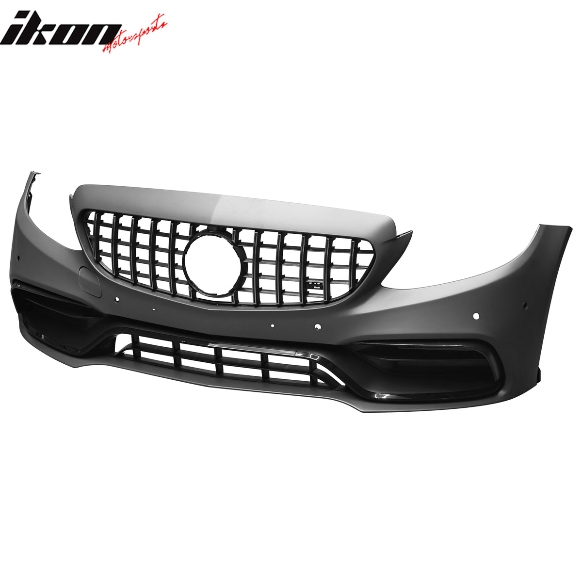 For 15–21 Benz C-Class W205 2019+ C63 Front Bumper Cover Kit W/ Chrome Grille