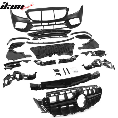 Fits 17-20 Benz E-Class W213 PP Front Bumper Conversion W/Grille W/Gloss Trim