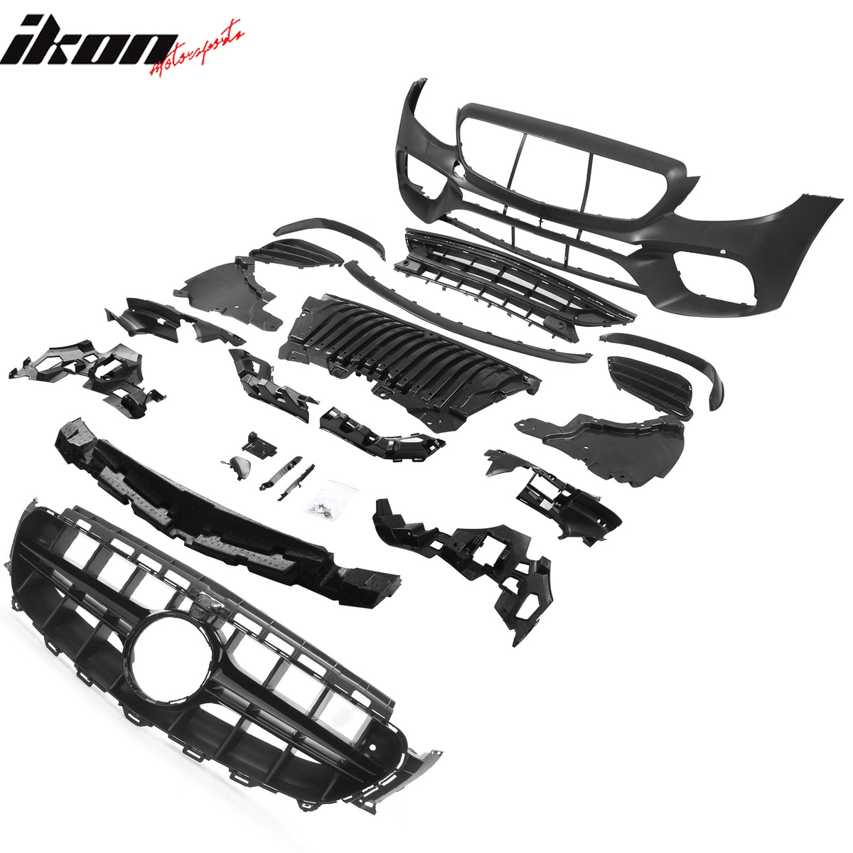 Fits 17-20 Benz E-Class W213 PP Front Bumper Conversion W/Grille W/Gloss Trim