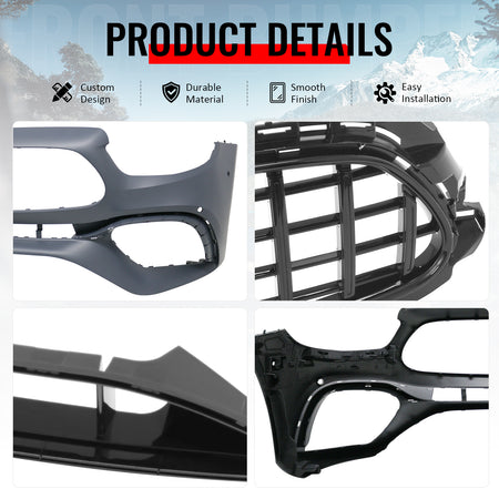 For 2021–2023 Benz E-Class W213 E63 Front Bumper Cover Kit W/ Gloss Black Grille