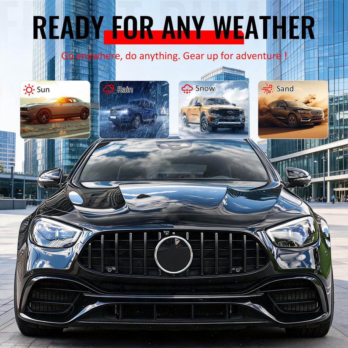 For 2021–2023 Benz E-Class W213 E63 Front Bumper Cover Kit W/ Gloss Black Grille
