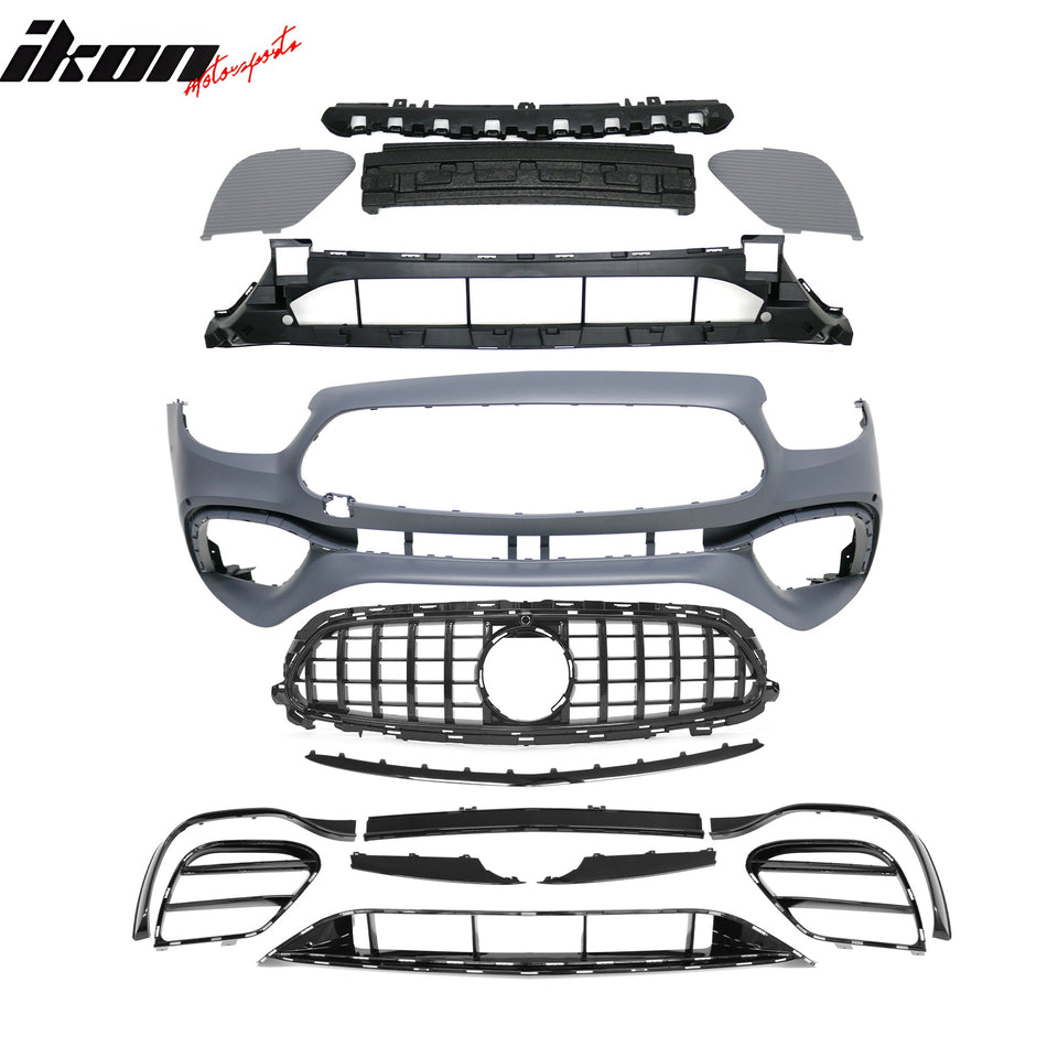 2021–2023 Benz E-Class W213 E63 Style PP Front Bumper Cover W/ Gloss Black Grille