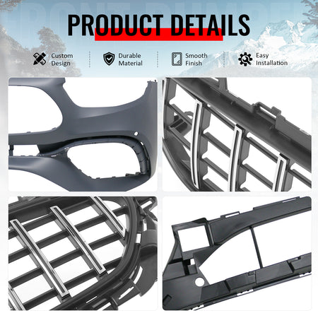 For 2021–2023 Benz E-Class W213 E63 Front Bumper Cover Kit W/ Chrome Trim Grille