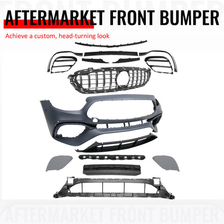 For 2021–2023 Benz E-Class W213 E63 Front Bumper Cover Kit W/ Chrome Trim Grille