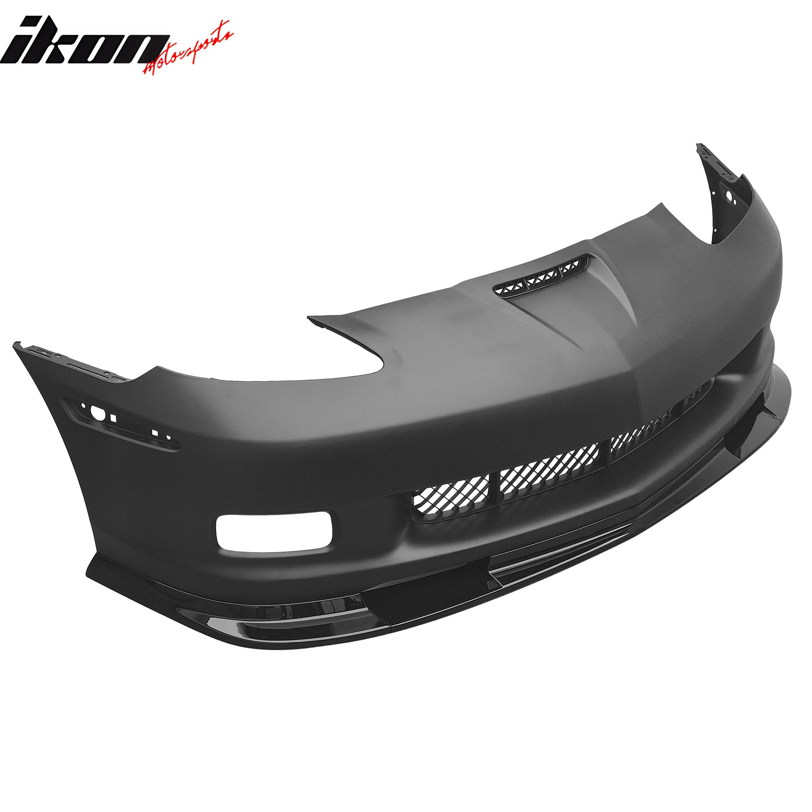 For 06-13 Corvette C6 Z06 Front Bumper Cover Conversion Foglight Gloss Black Lip