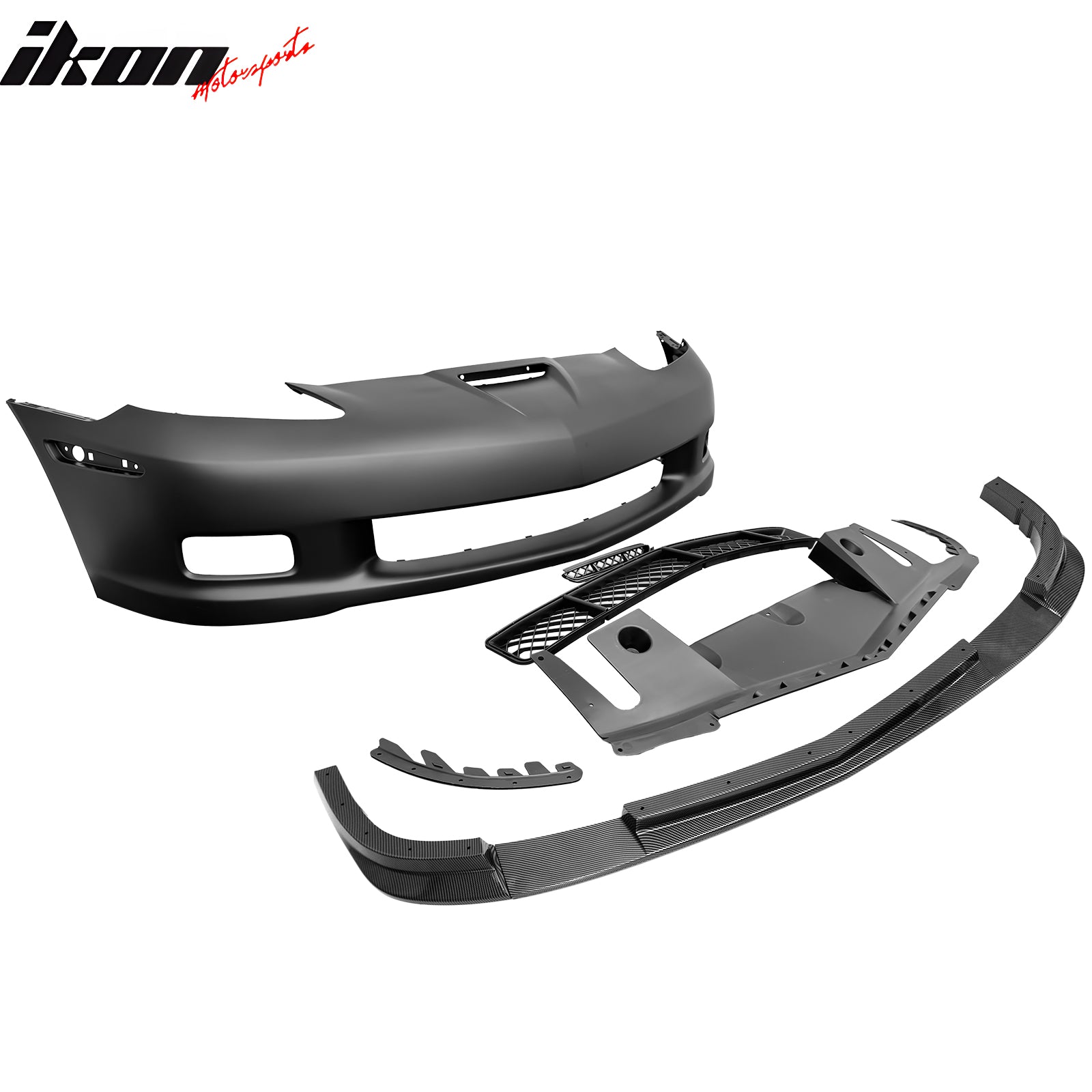 Fits 06-13 Corvette C6 Z06 Front Bumper Cover Foglight Carbon Fiber Print Lip