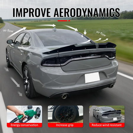 Fits 11-23 Dodge Charger SRT Style Trunk Spoiler Venom V2 Wickerbill Gurney Flap