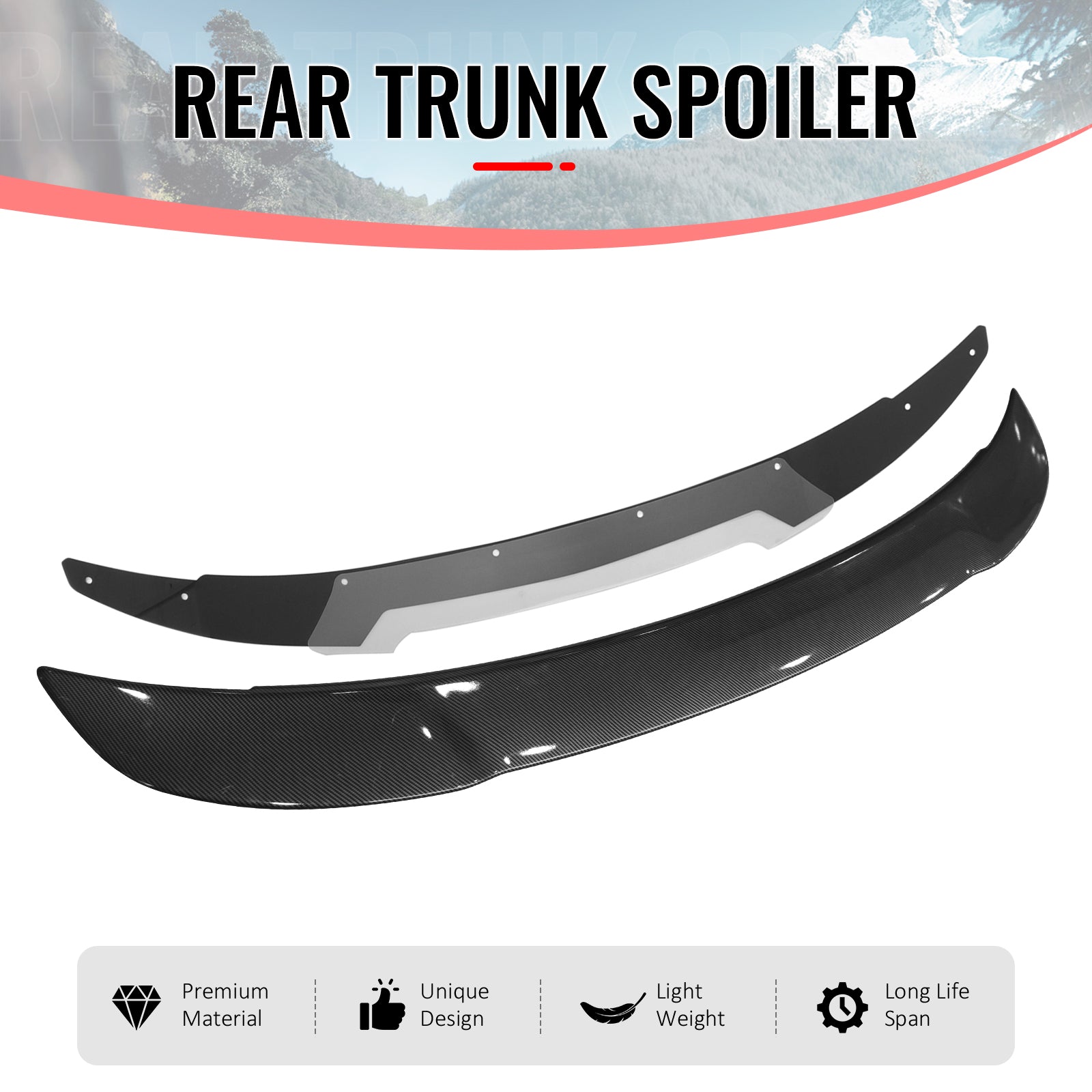Fits 11-23 Charger SRT Carbon Fiber Print Trunk Spoiler + Venom V2 Gurney Flap