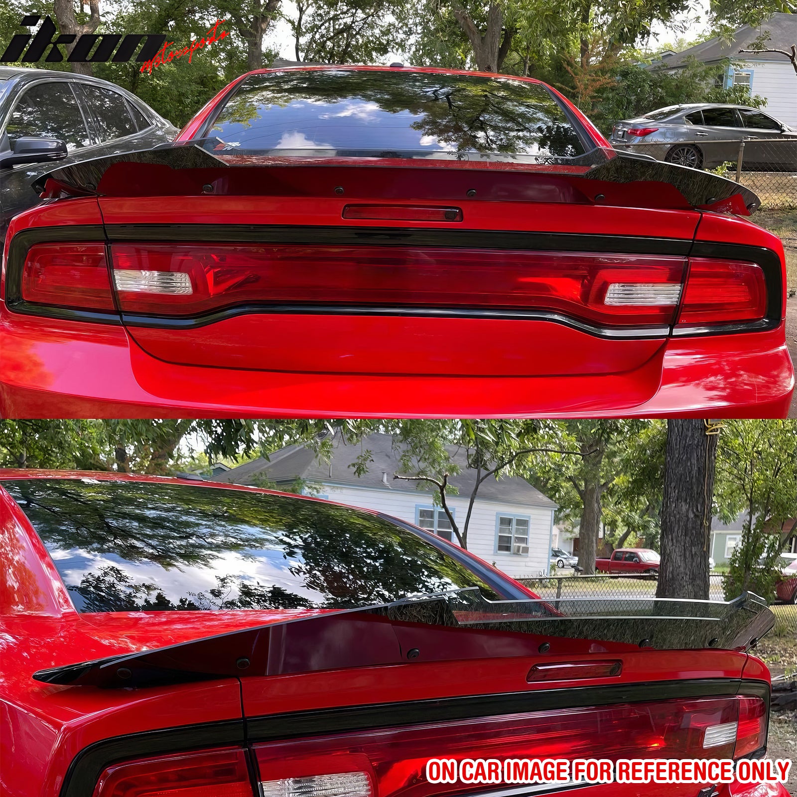 Fits 11-23 Charger SRT Carbon Fiber Print Trunk Spoiler + Venom V2 Gurney Flap