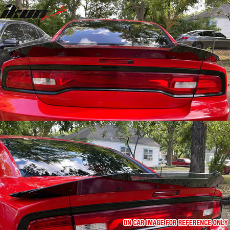 Fits 11-23 Charger SRT Carbon Fiber Print Trunk Spoiler + Venom V2 Gurney Flap