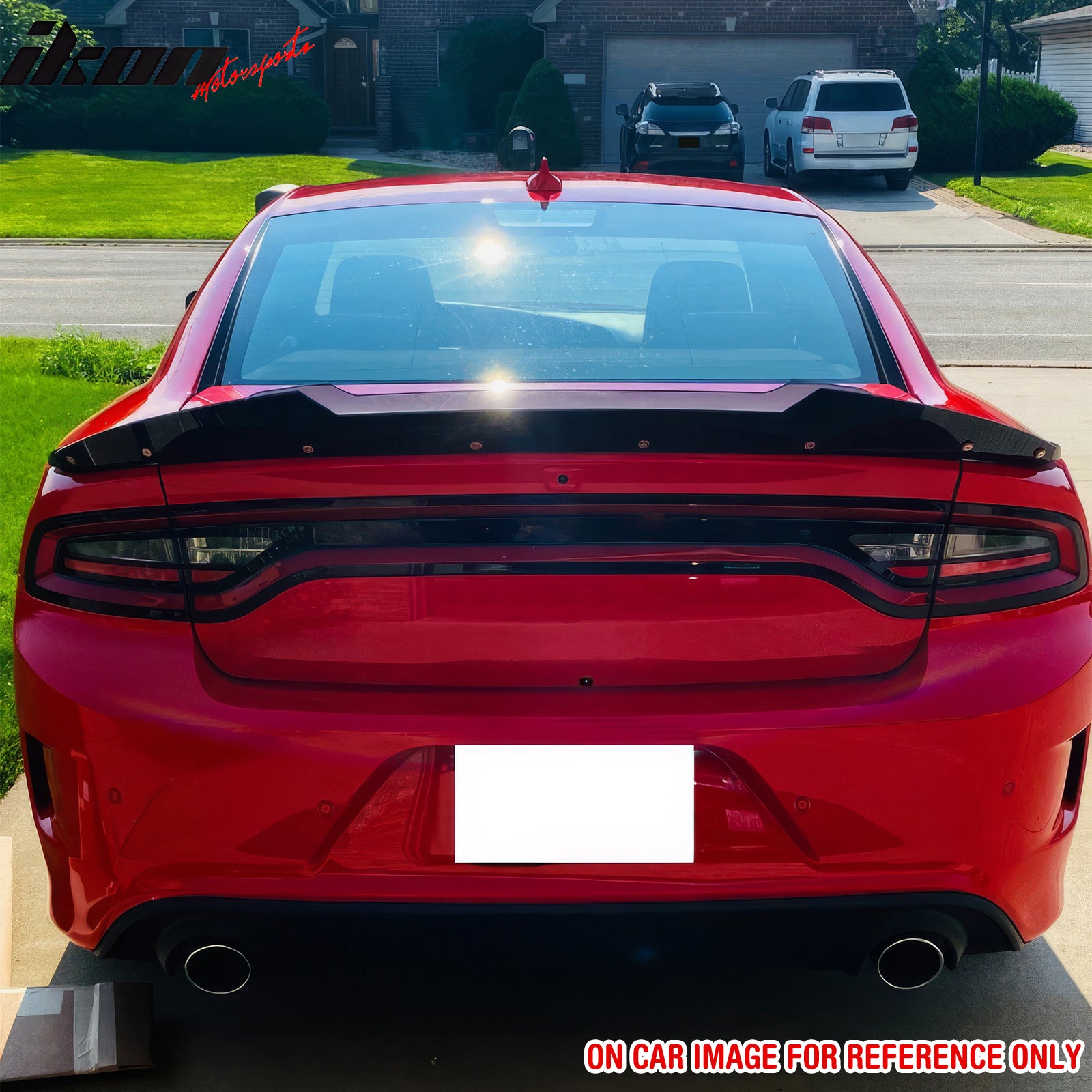 Fits 11-23 Charger SRT Carbon Fiber Print Trunk Spoiler + Venom V2 Gurney Flap