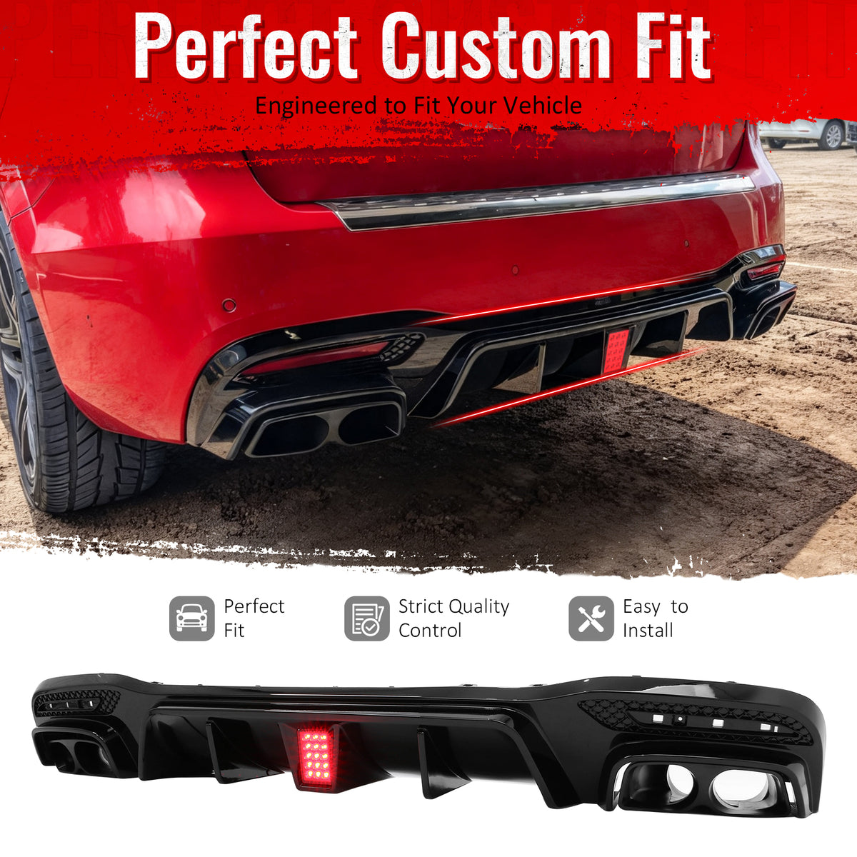 Fits 16-19 Benz GLE/GLS Class Brabus Gloss Black Rear Diffuser Exhaust Tip