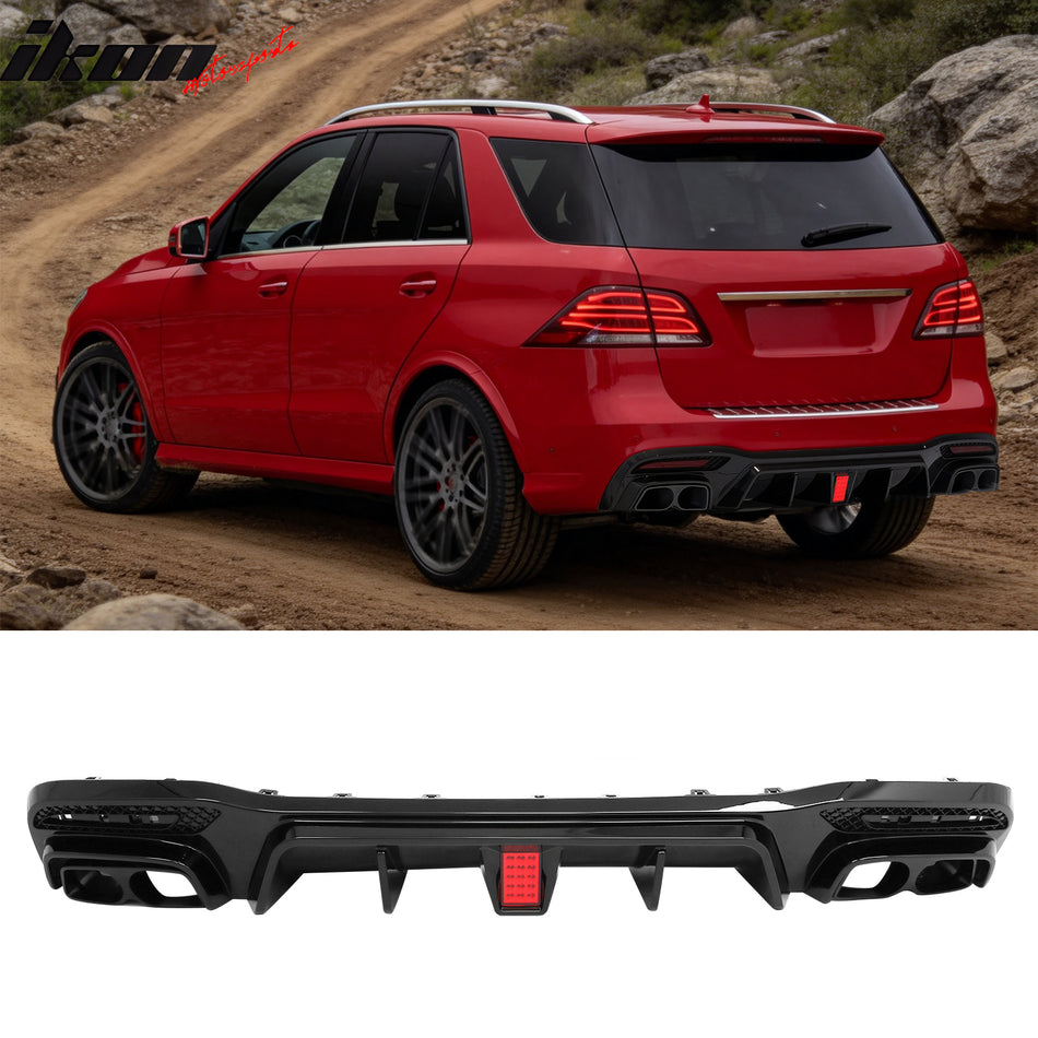 2017-2019 Benz GLE GLS Class Brabus BS Style Gloss Black Rear Diffuser PP + Exhaust Tips