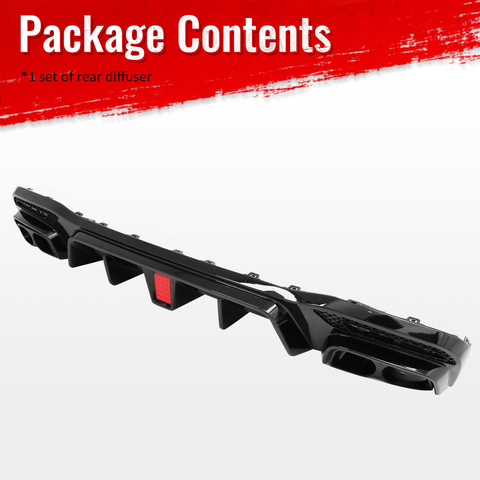 Fits 16-19 Benz GLE-Class GLS-Class Brabus Gloss Black Rear Diffuser Exhaust Tip