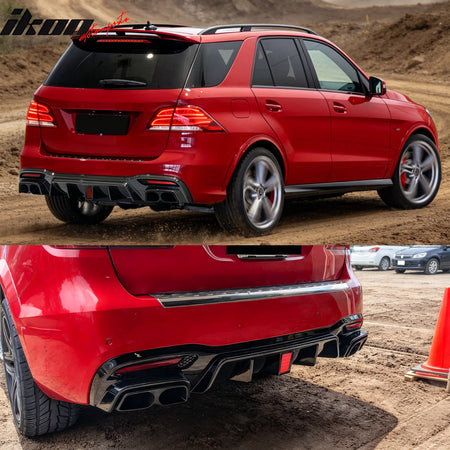 Fits 16-19 Benz GLE-Class GLS-Class Brabus Gloss Black Rear Diffuser Exhaust Tip