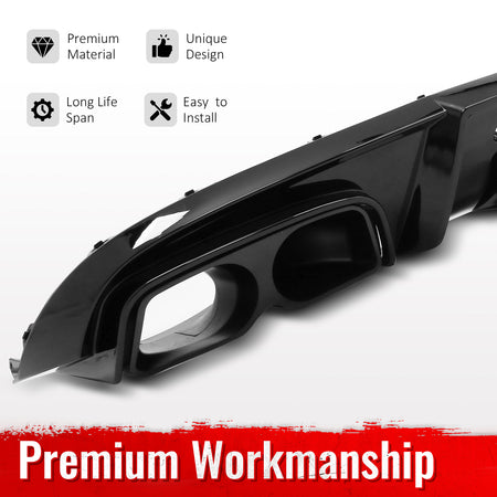Fits 17-23 Benz C205 C300 C43 C63 Brabus Gloss Black Rear Diffuser Exhaust Tip
