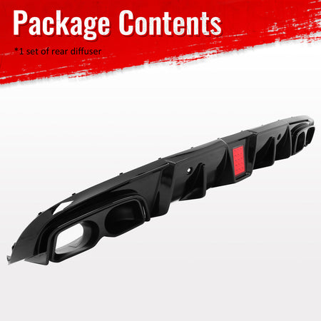 Fits 17-23 Benz C205 C300 C43 C63 Brabus Gloss Black Rear Diffuser Exhaust Tip