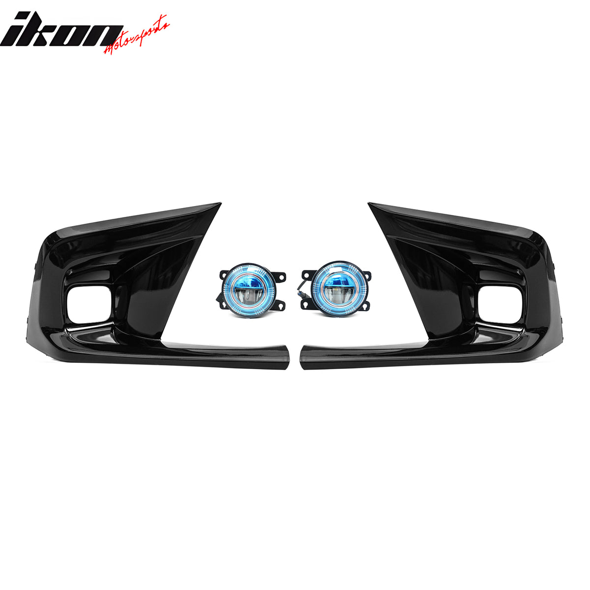 Fits 22-24 Honda Civic OE Style Fog Light Bezels w/ JDM Foglights Blue Len Lamps