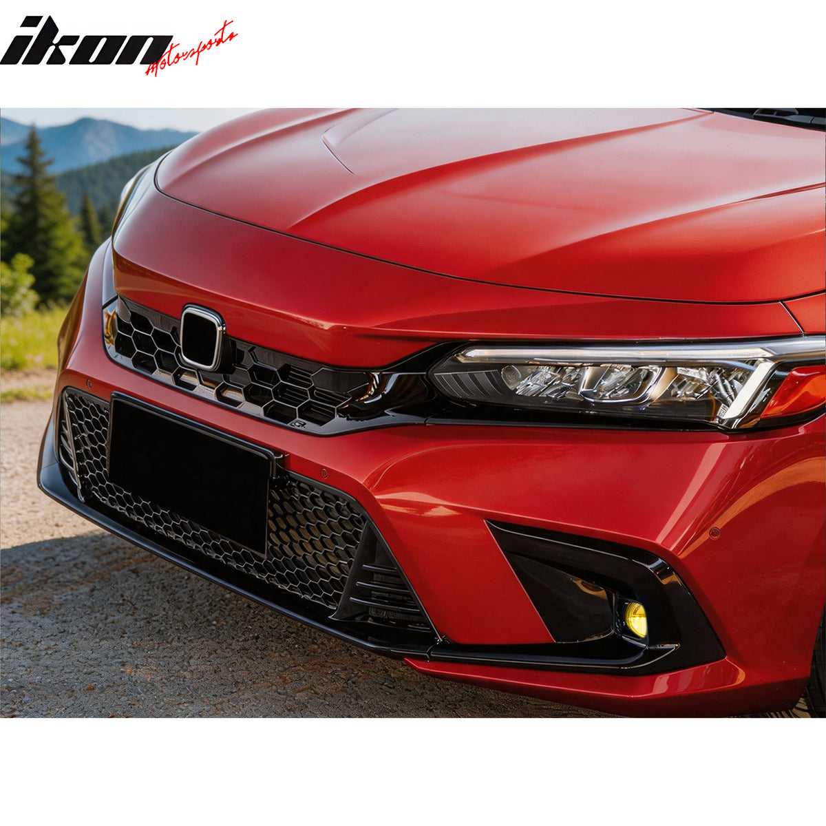Fits 22-24 Honda Civic OE Style Fog Light Bezels w/ JDM Foglights Yellow Len LED