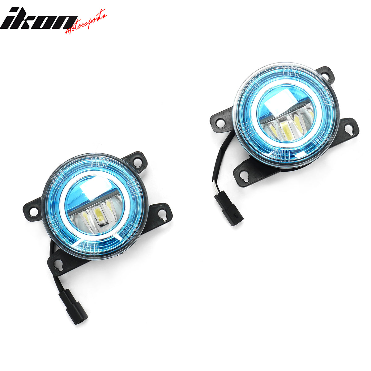 Fits 22-24 Honda Civic Round Holes Fog Light Bezel w/ JDM Foglights Blue Lens