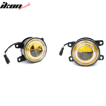 Fits 22-24 Honda Civic Round Holes Fog Light Bezel w/ JDM Foglights Yellow LED