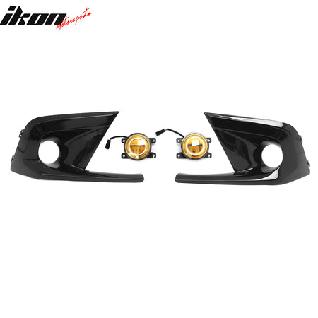 Fits 22-24 Honda Civic Round Holes Fog Light Bezel w/ JDM Foglights Yellow LED