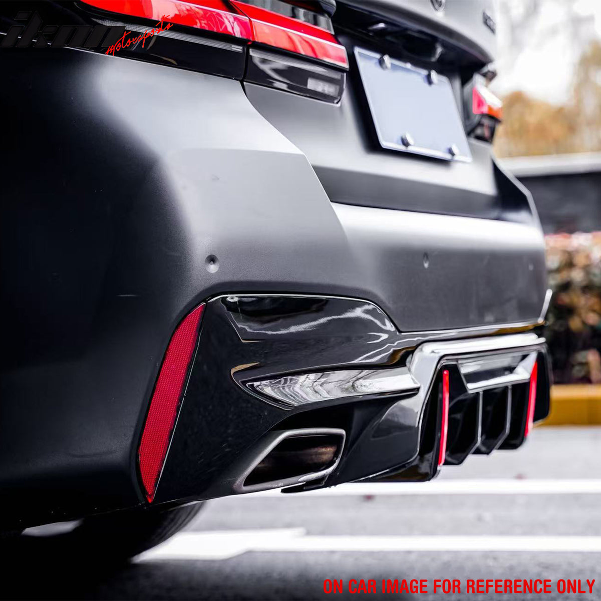 Fits 17-20 BMW 5 Series G30 M Sport LED Rear Diffuser CF Look Fin w/Quad Exhaust