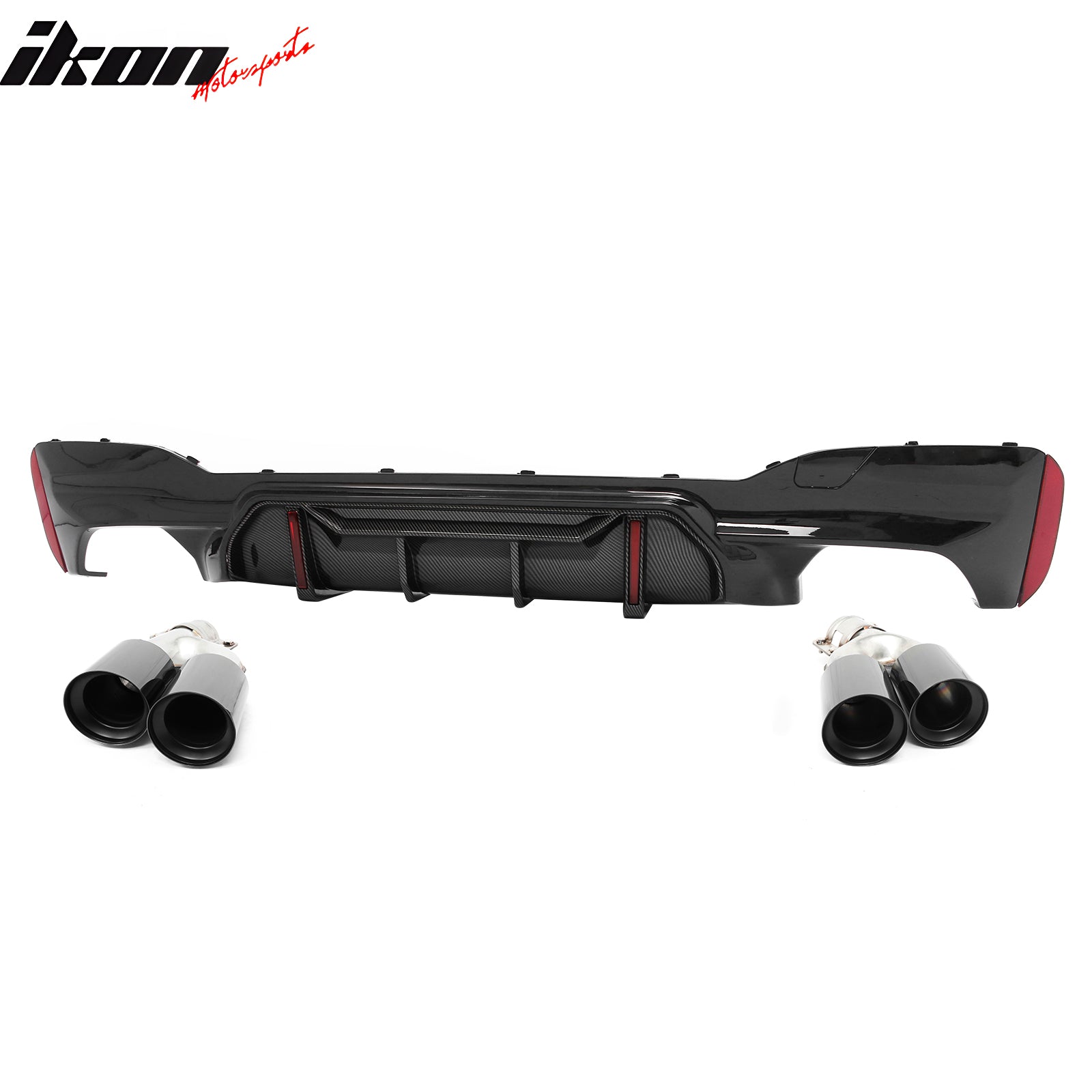 Fits 17-20 BMW 5 Series G30 M Sport LED Rear Diffuser CF Look Fin w/Quad Exhaust