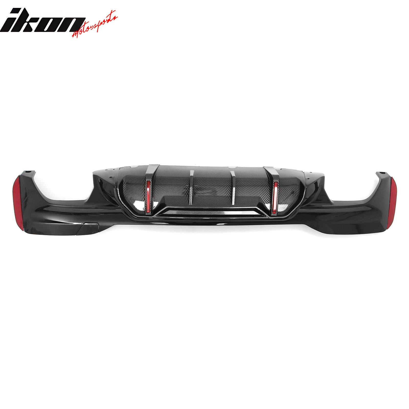 Fits 17-20 BMW 5 Series G30 M Sport LED Rear Diffuser CF Look Fin w/Quad Exhaust
