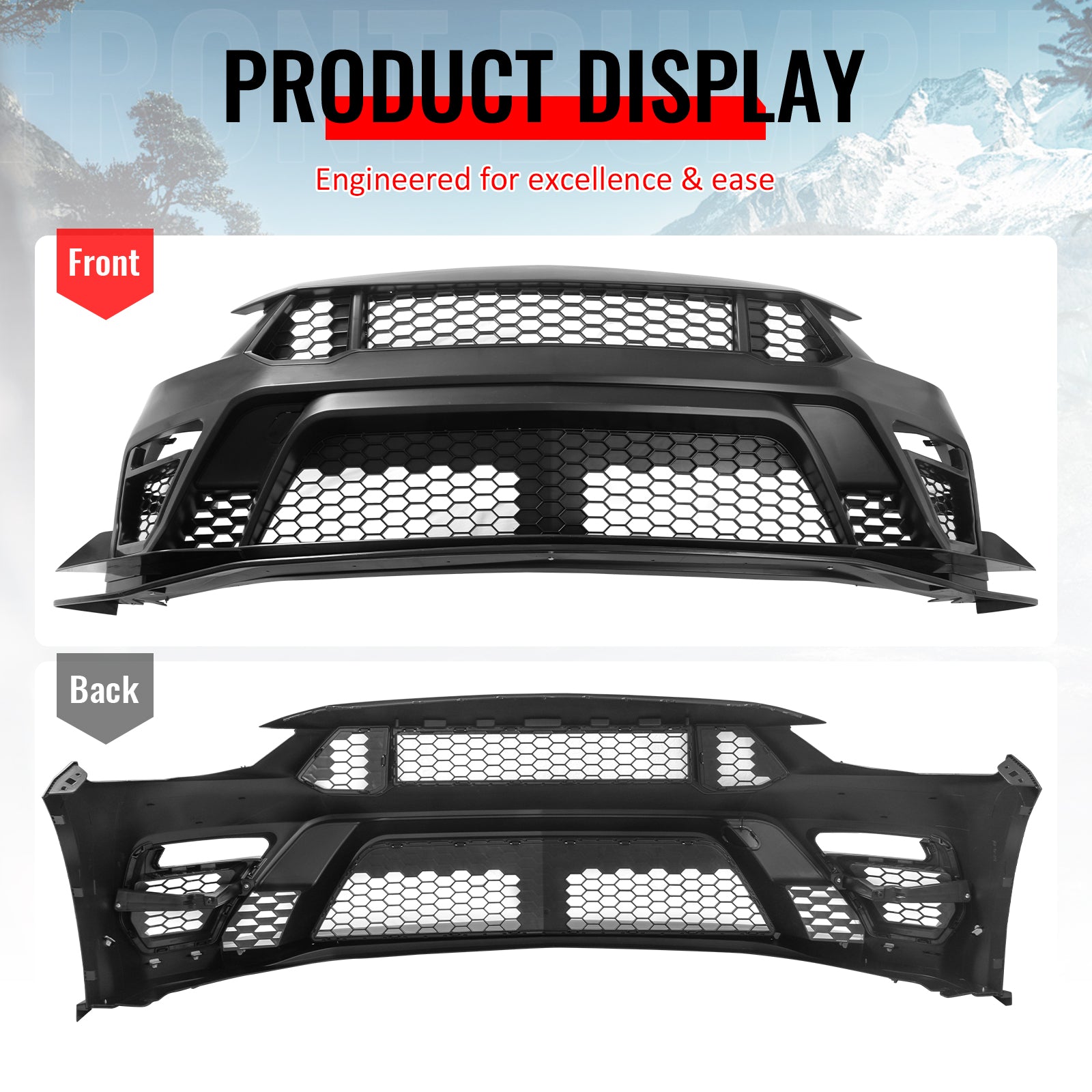 Fits 18-23 Ford Mustang GTD Style Front Bumper Conversion W/ Grilles + Front Lip